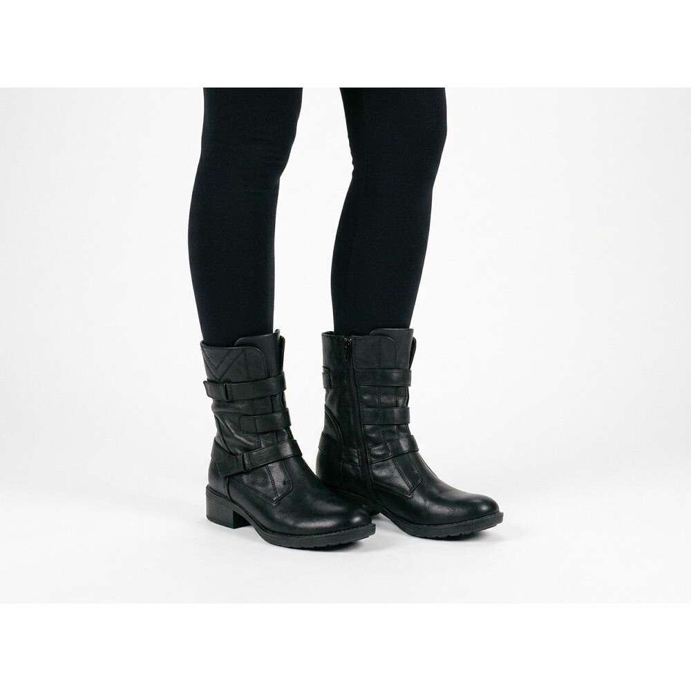 Baretraps Thomas Womens 8.5 M Black Ankle Boots Straps Zip Mid Calf Booties